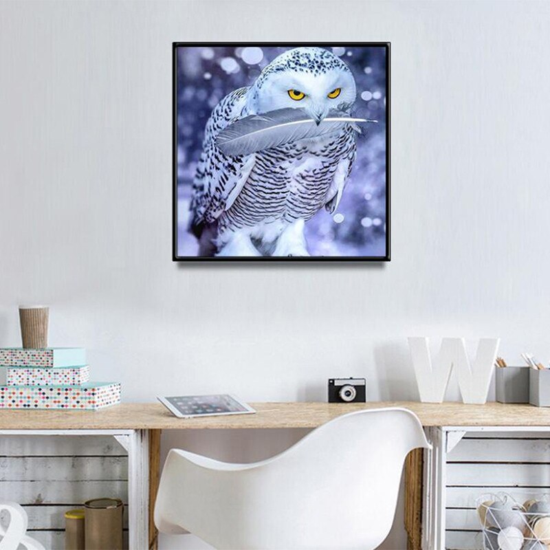 Diamant schilderij uil landschap diamant borduurwerk kruissteek gevederde uil diy decoratie schilderijen