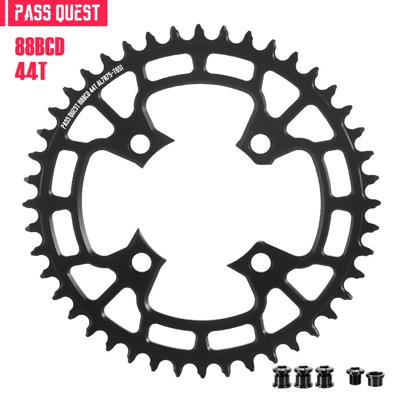 Pass Quest round-piñón estrecho 88bcd para bicicleta, Piñón redondo adecuado para Shimano XTR985, 32t, 34t, 36t, 38t, 40t, 42t, 44t: 44T