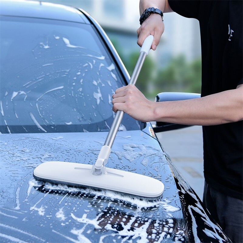 Baseus-mopa para suelo de microfibra cepillo de lavado de coches, manos libres, cepillos de limpieza de vehículos, mopa plana suave, herramientas de limpieza del hogar: White