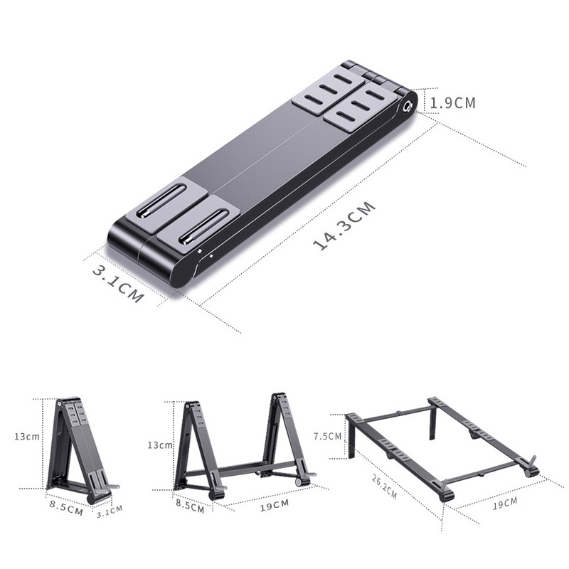 Miccgin aluminium mini-laptopständer für mobiltelefon, magisch, faltbar, macbook pro air, notebook, iphone, handy-tablet-halter, schreibtisch