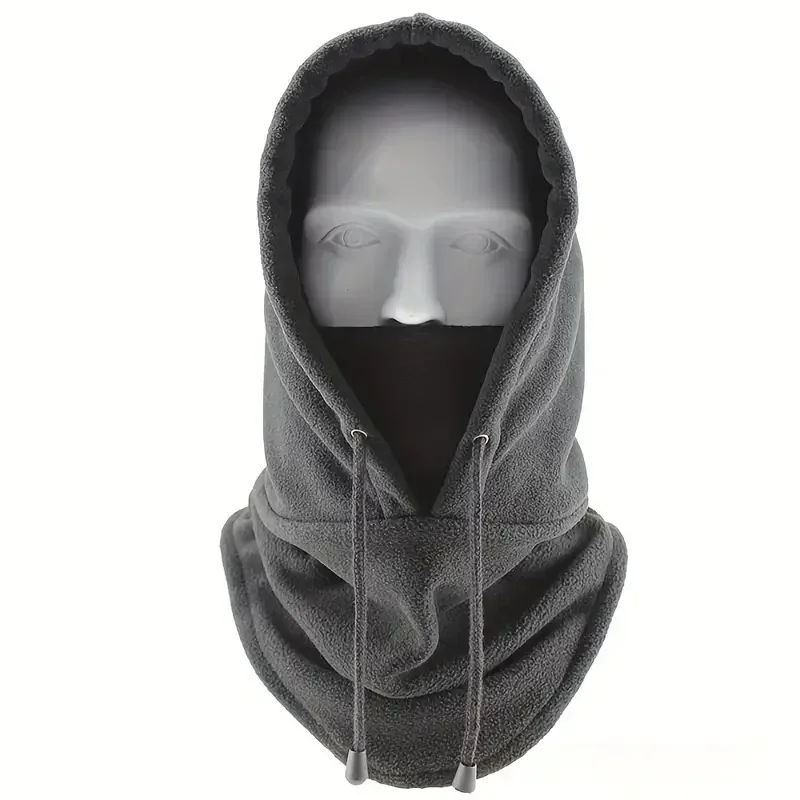 Gorro térmico de lana para invierno con capucha para exteriores, a prueba de viento, frío, cálido, deporte de esquí, calentador de cuello para hombres y mujeres, máscara facial de ciclista, gorros enmascarados: Verde militar