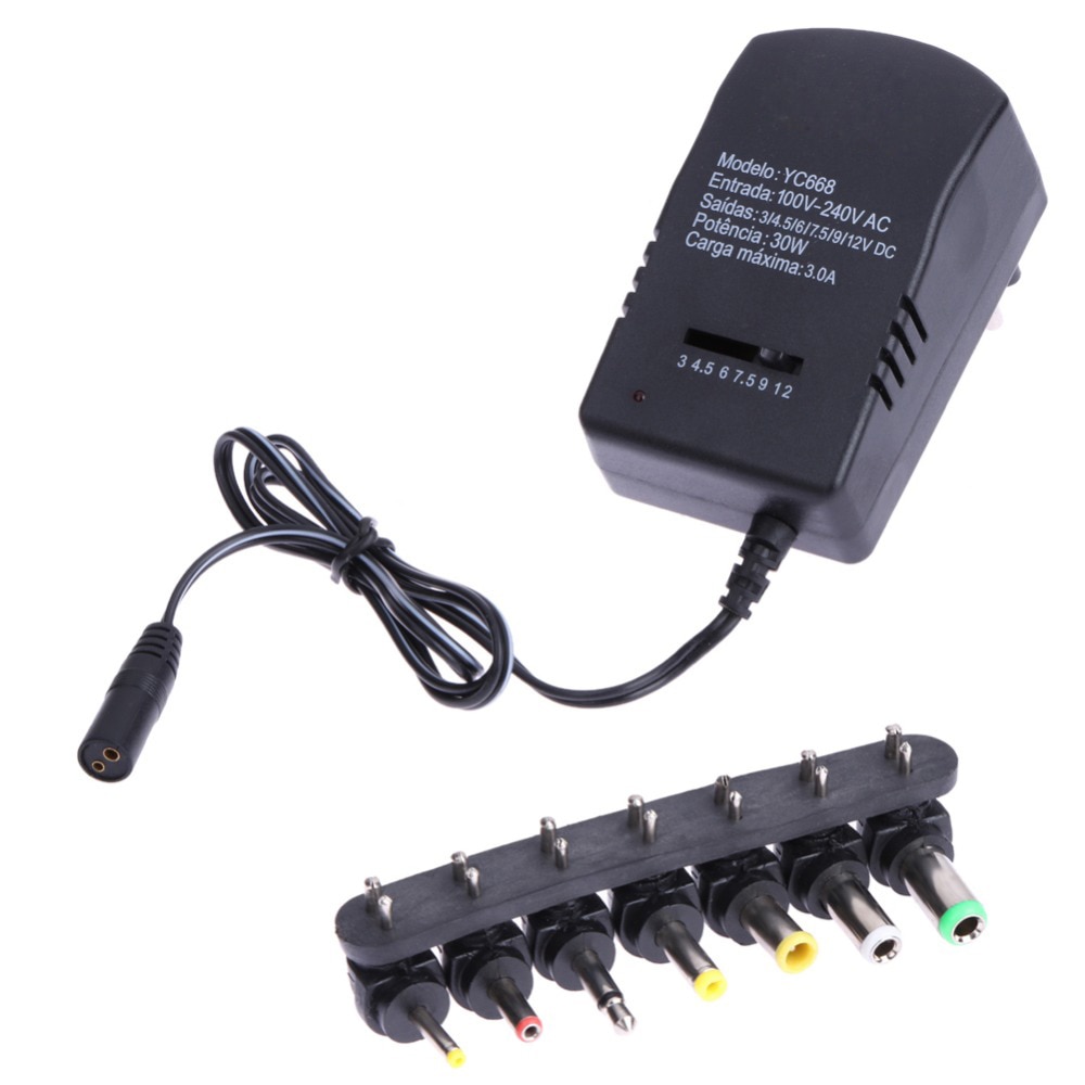 30W universel ca mur ue brancher adaptateur secteur 3V 4.5V 5V 6V 7.5V 9V 12V 2.5A chargeur avec 6 pièces pointe alimentation à découpage