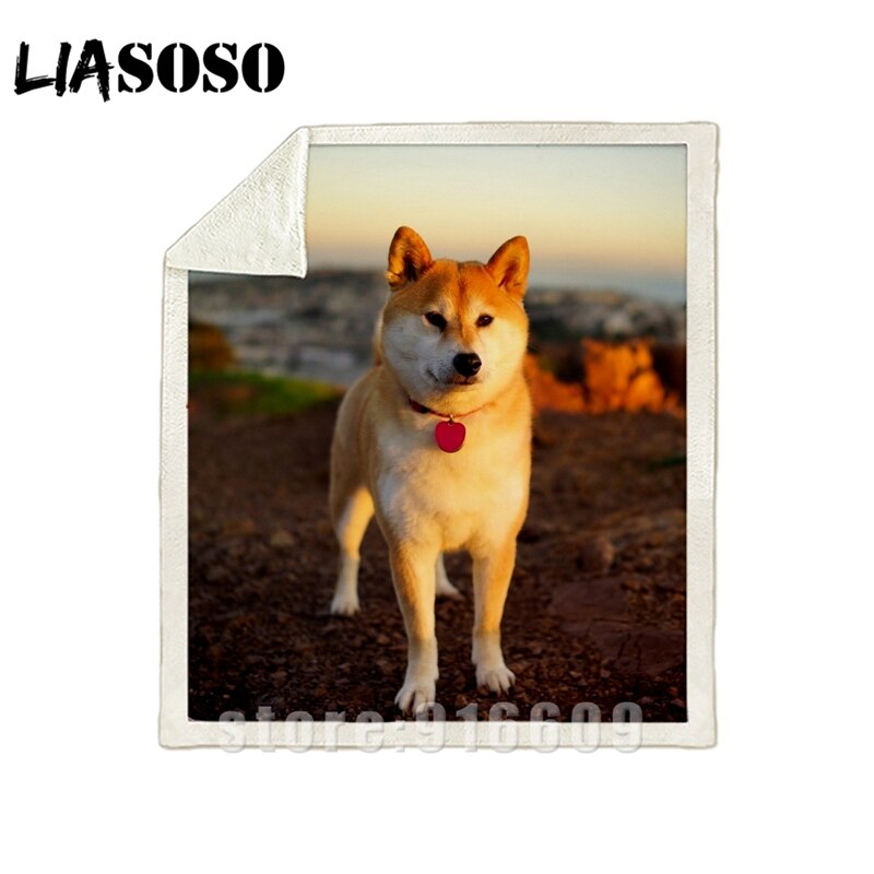 3d print sofasenge mønstret kontor harajuku vinter shiba inu hundetæppe sød doge sengetæppe baby rejse blødt udflugtstæppe: 1003 / 130 x 150cm