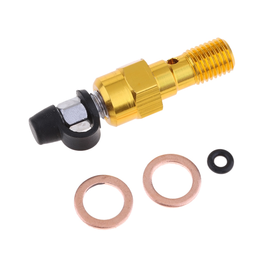 Universal M10 Single Banjo Bolt Thread Bleeder Nipple Washers 1.25mm Gold