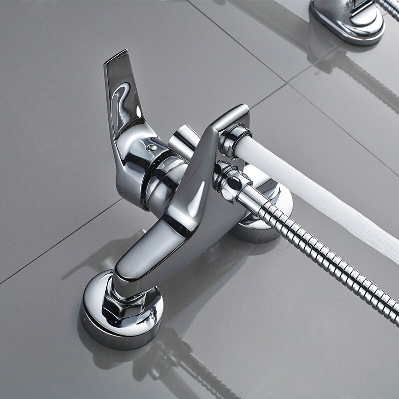 ROVATE Bathtub Faucet Brass 2-Function Outlet Wall Mounted Bath Shower Faucets Mixer Tap Chrome Finished