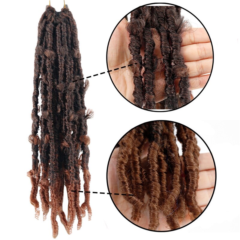 Long 14inch Butterfly Faux Locs Synthetic Crochet Braids Hair Extensions 20 Strands/pack Natural Black Curly Braiding Hair