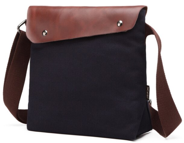 Enkel stil herre stof plus læder dokumentmappe herre all-match skulder arbejdstaske studerende college laptop tasker bolso hombre  d809: Farve 4