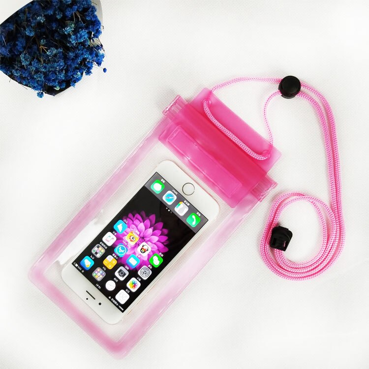 Sacos de natação à prova dwaterproof água saco com luminosa subaquática bolsa de telefone caso para iphone 6s 7 8 xr universal todos os modelos 6.5 polegada: Pink