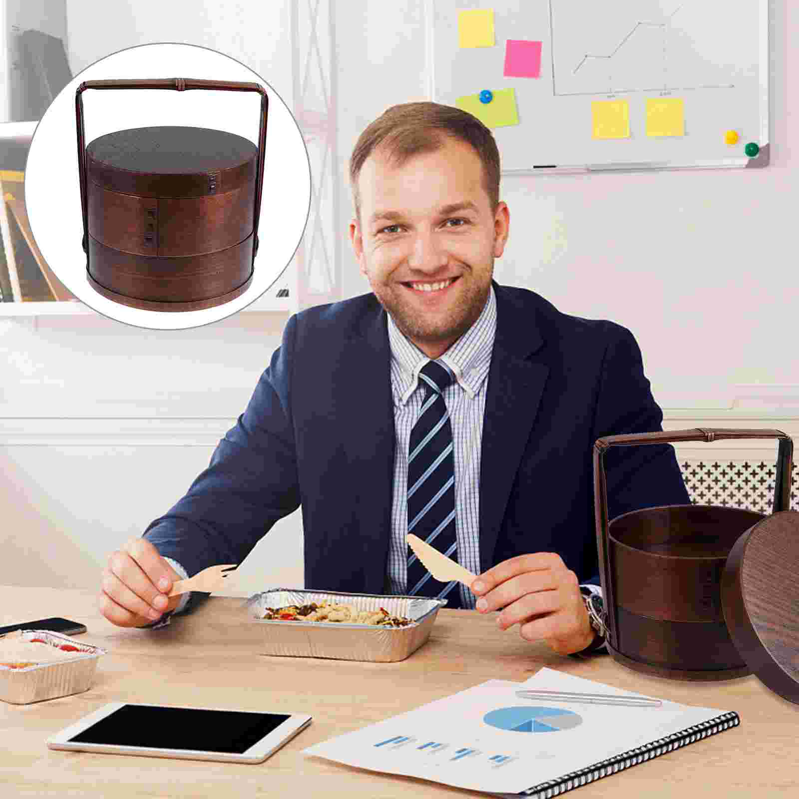 1pc trematbokser, bærbar sushibeholder, dobbeltlags lunsjboks til hjemmebruk, treboks, lunsj-sushiboks