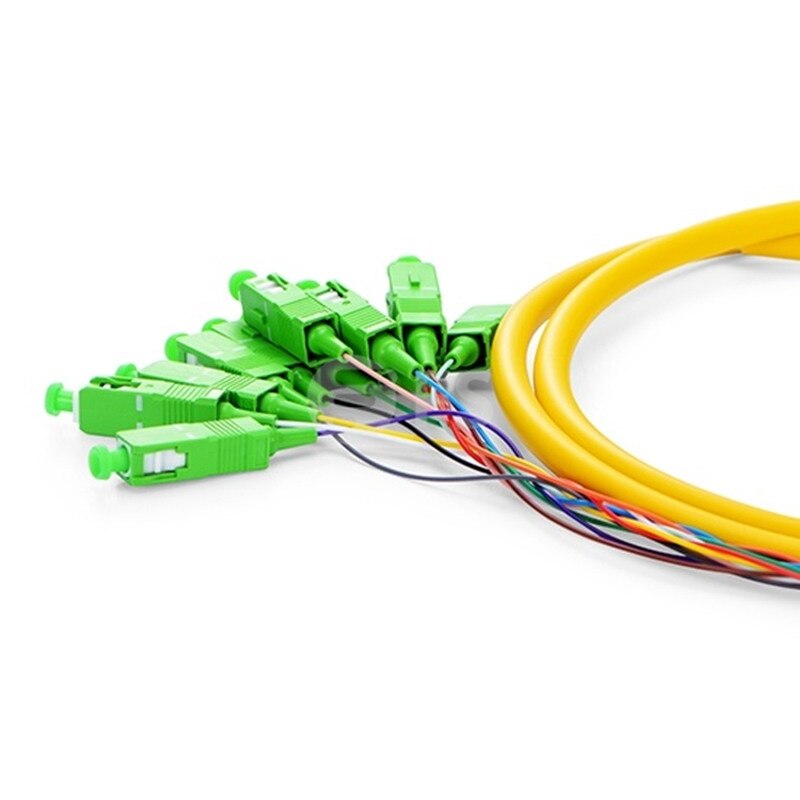 5PCS/LOT 1.5m (4.92feet) SC APC 12 Fibers OS2 Single Mode Bunch PVC (OFNR) 0.9mm Fiber Optic Pigtail