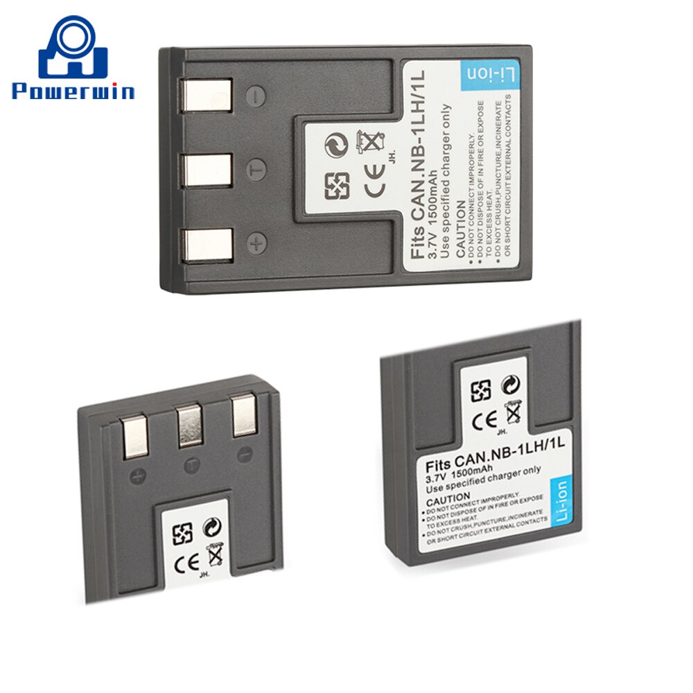 2 pièces Powerwin 1500mAh 3.7V NB-1L NB1L NB-1LH NB1LH Batterie pour Appareil Photo Numérique Canon LXUS300 LXUS330 LXUS400 S100 S110 S200 S300