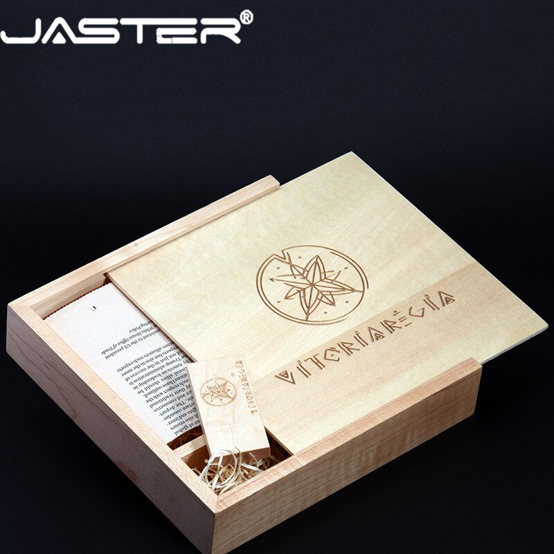 Jaster usb 2.0 gratis logo esdoorn fotoalbum hout + doos usb-stick pendrive 8gb 16gb 32gb 64gb fotografie  (170*170*35 mm