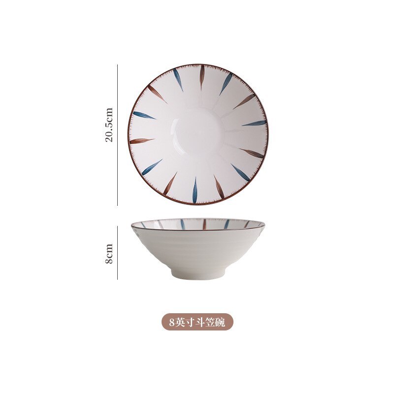 Japanese Hand-painted Japanese Style Home Ramen Bowl Hat Bowl Rice Bowl Ceramic Tableware Personality Big Soup Bowl: A