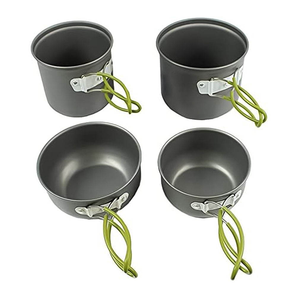Para juego de cocina de aluminio anodizado duradero para 2 3 personas, ideal para acampar, senderismo y picnics con fácil limpieza