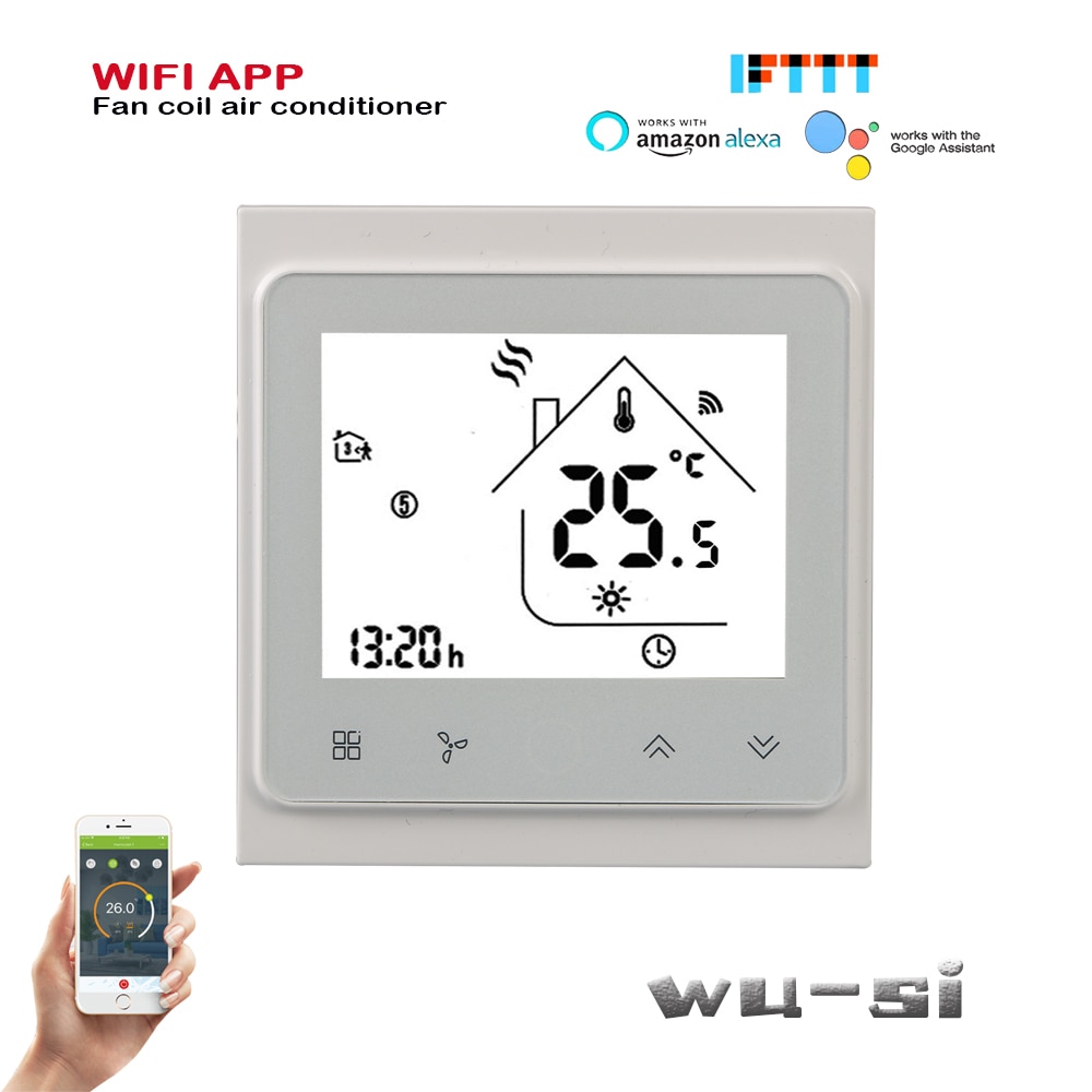 Wifi termostat -2p køling / opvarmning, arbejde med google assistent ,95-240 vac 24v valgfri