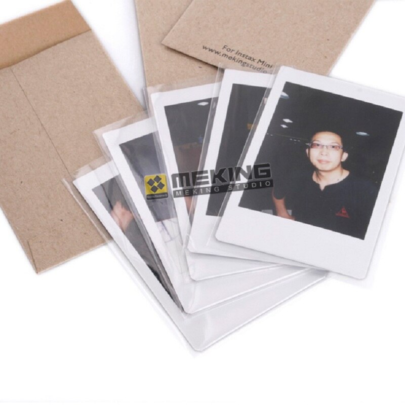 10pcs Photo Protector Transparency Film 55*88mm instax Photo Paper Protector for Fujifilm Mini Film Frame wood color Camera