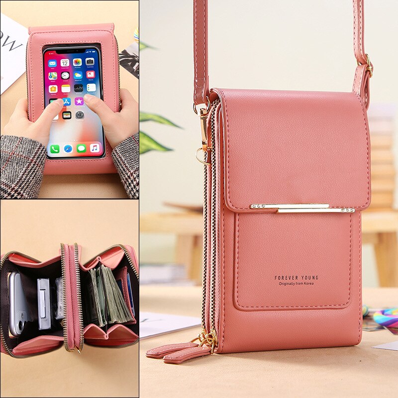 Vrouwen Zakken Zachte Lederen Portefeuilles Touch Screen Mobiele Telefoon Purse Crossbody Schouderband Handtas Voor Vrouwelijke Goedkope Vrouwen Tassen