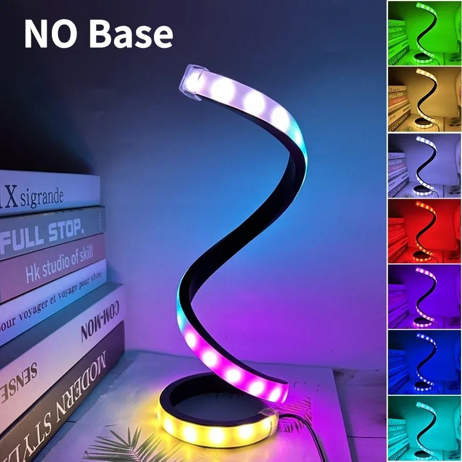 Spiral led natlampe dæmpbar 3 farver bordlampe til stue kontor skrivebord soveværelse sengelampe usb-stik: Blå