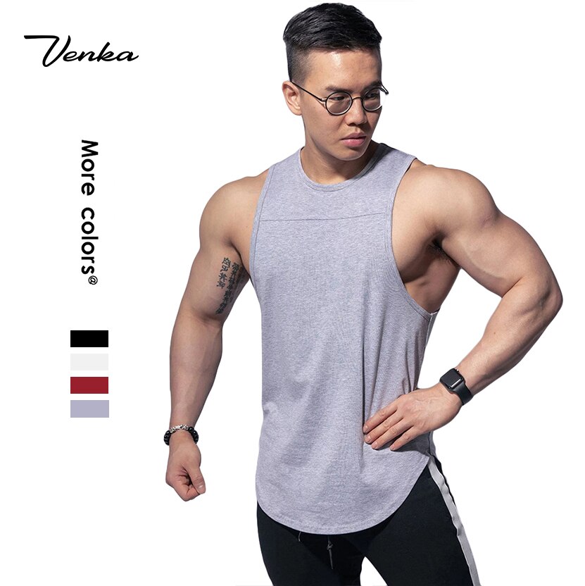 Aziatische man sportschool top sportkleding spier tonen snel drogend vest oem tanktop voor mannen