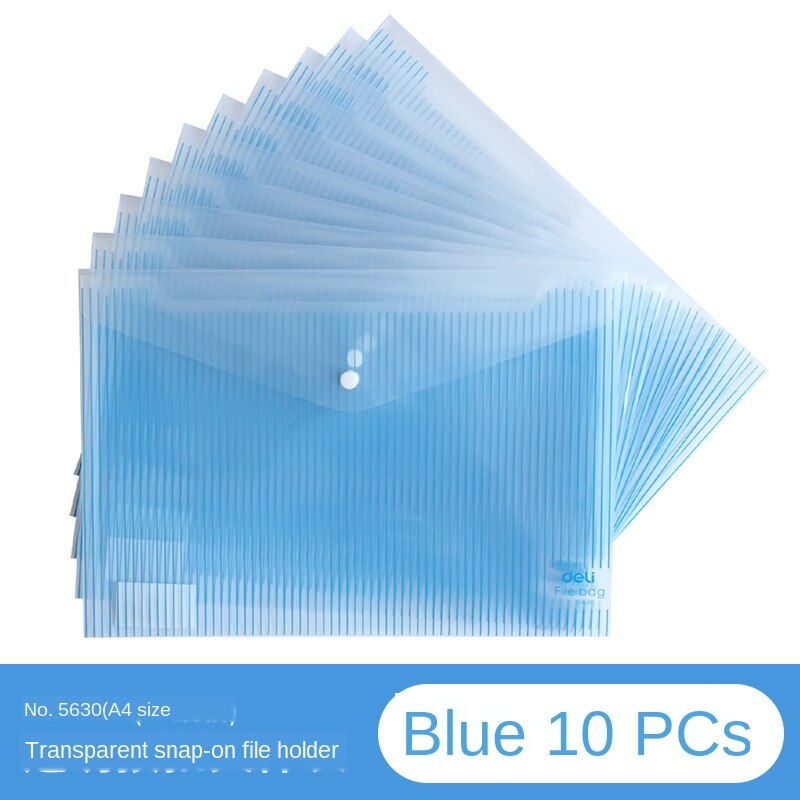 File Bag A4 Transparent Button Bag Plastic Briefcase Kit Student Bag Portfolio Kit Ticket Waterproof Bag 10 Pack: Style1    10PCS