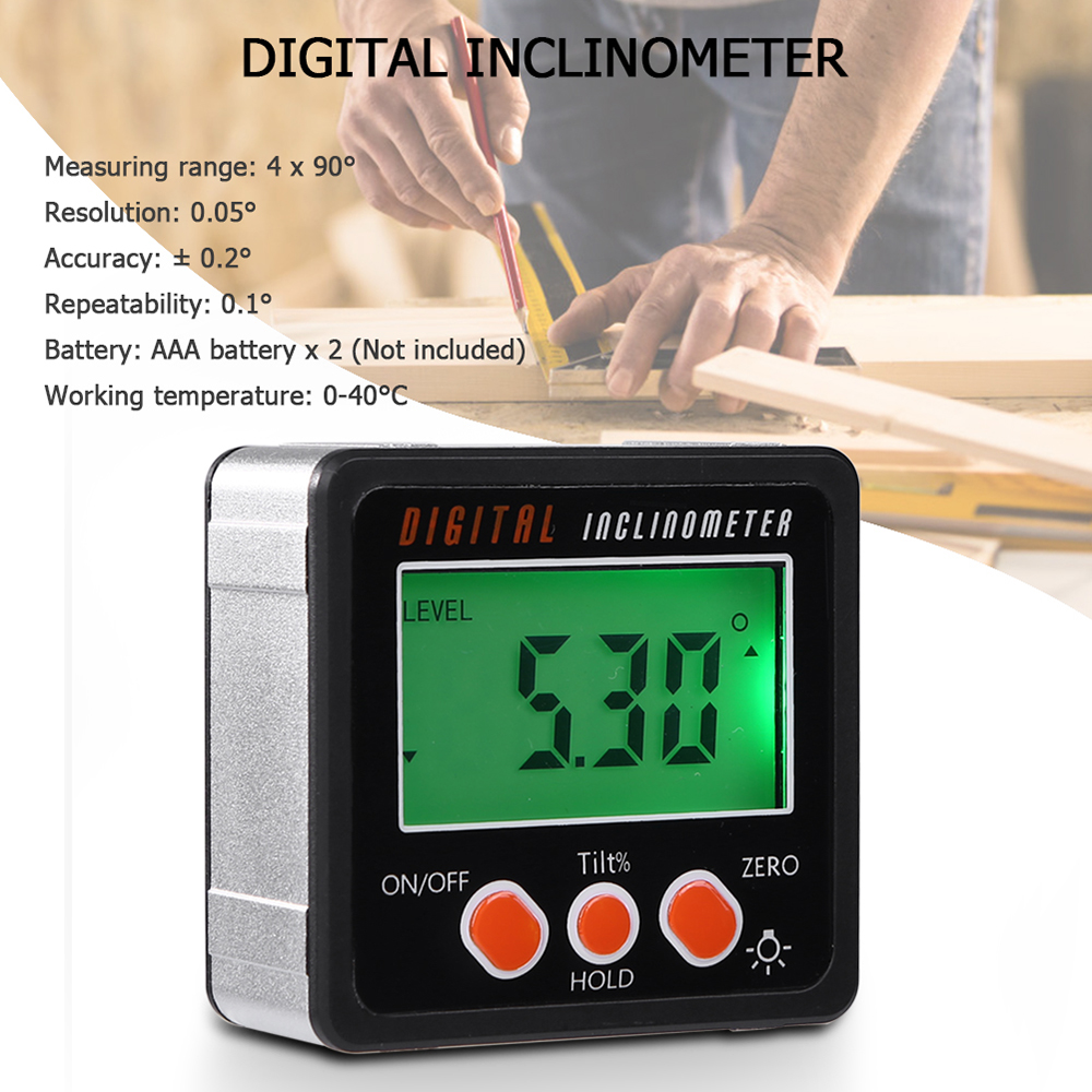 Electronic Protractor Digital Inclinometer 0-360 Aluminum Alloy Digital Bevel Box Angle Gauge Meter Magnets Base Measuring tool