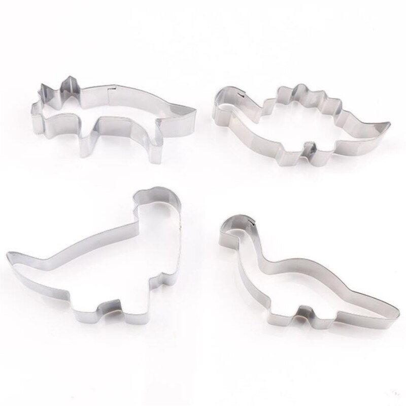 4 Stks/partij Leuke Dinosaurus Biscuit Cookie Cutters Mallen Dier Cake Decorating Pastry Rvs Bakken Tools Voor Zoetwaren