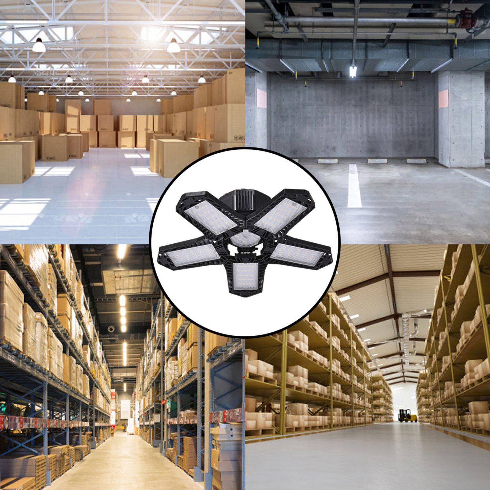 Garage Light Deformable Foldable Garage Ceiling Lamp Adjustable Angle 80W/100W for LED Garage Light Indoor Outdoor