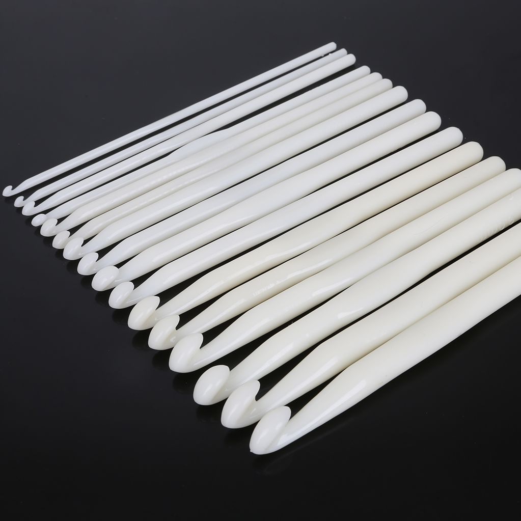 Gancho de ganchillo de plástico blanco para tejer, agujas de tejer, herramientas para suéter, accesorios para manualidades DIY, 3/4/5/6/7/8/9/10mm