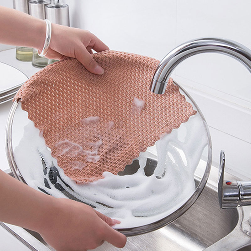1PC Kitchen Anti-grease wiping rags efficient Super Absorbent Microfiber Cleaning Cloth home washing dish kitchen Cleaning towel