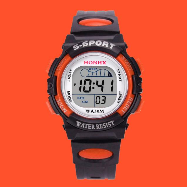 Waterdichte Horloge Voor Mannen Kinderen Jongens Digitale Led Sporthorloge Kids Alarm Datum Horloge Часы Муржские Наручные #3: Orange 