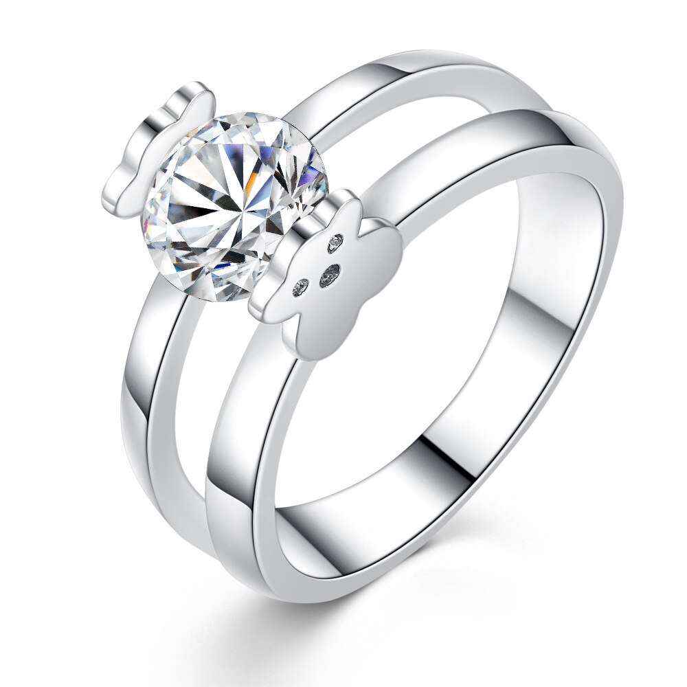 niedlich Bär Hochzeit Ringe für Frauen Silber Farbe kubisch Zirkon Engagement Bär Ring Frauen Charme Bär Schmuck Anillos Mujer: 9
