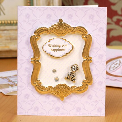 vintage frame cards paper gold frame mini greeting cards 3d handmade birthday wedding messsage cards: Number 01