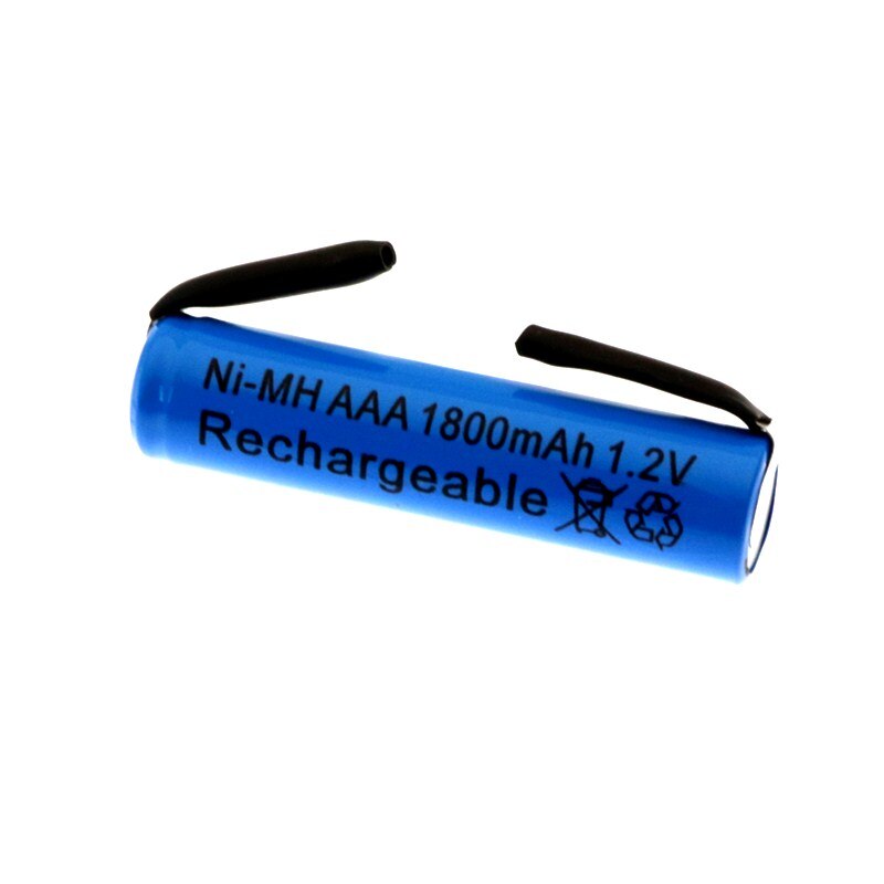 1.2V AAA rechargeable battery 1800mah AAA ni-mh cell with welding tabs pins flat top for toys cordless phone + DIY nickel