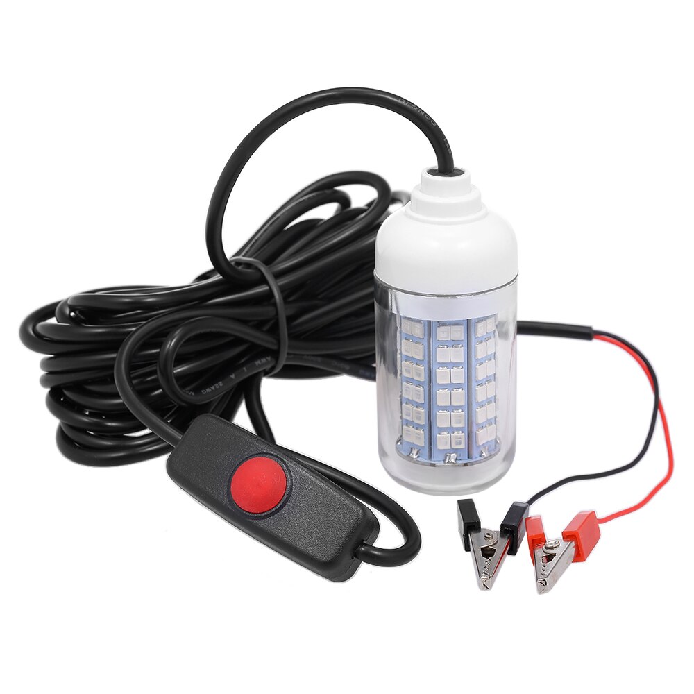 12V 15W Onderwater Vissen Trekken Licht Led Lamp Vis Finding Systeem Licht Met 30ft Netsnoer En Batterij clip