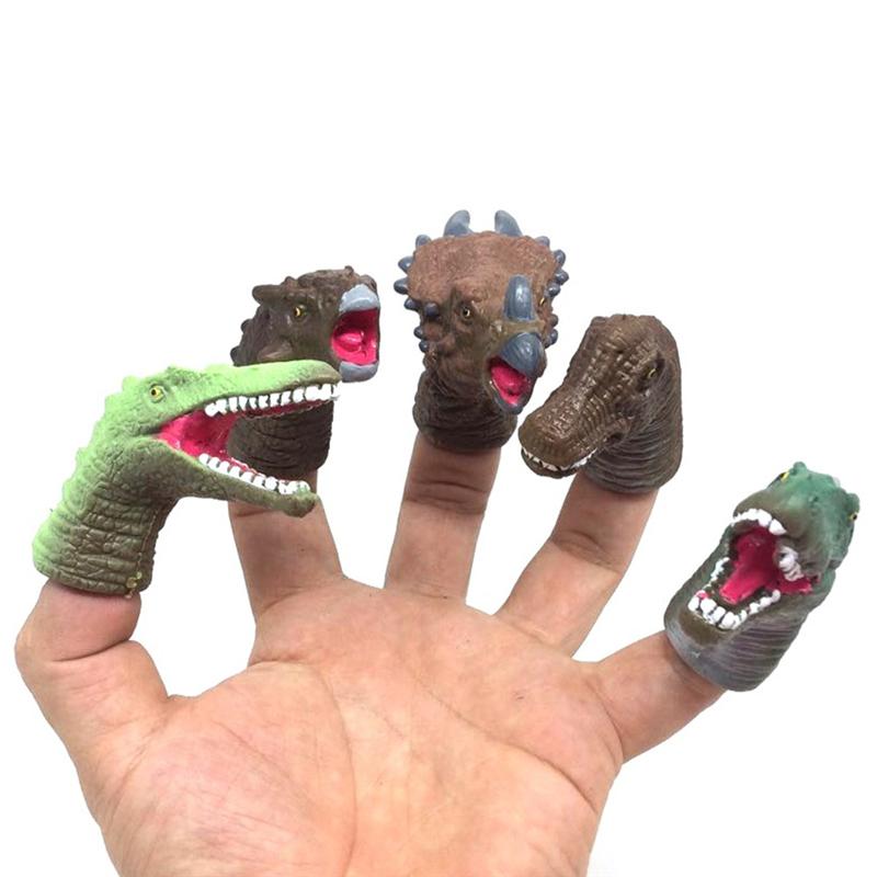 5 Pcs Speelgoed Grappige Cartoon Kunstmatige Dier Vingerpoppetjes Dinosaurus Vinger Spelen Speelgoed Vinger Speelgoed Voor Kind Baby Kind Party