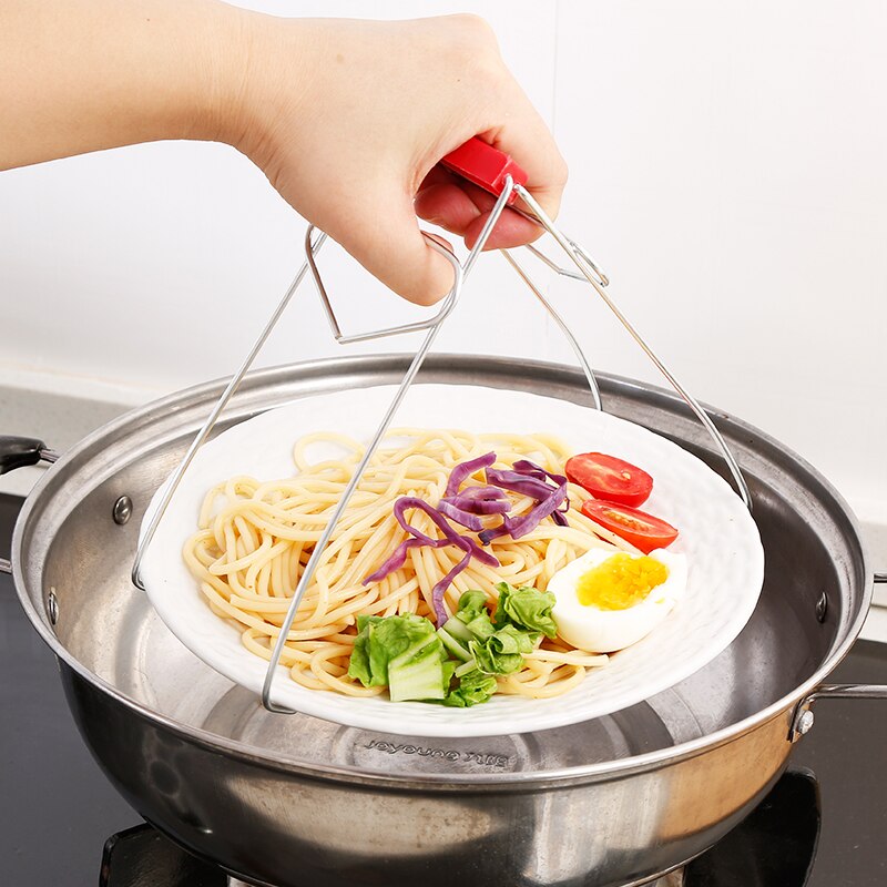 Bowl Holder Dish Clamp Pot Pan Gripper Clip Plastic Handle Dish Plate Bowl Clip Retriever Tong Kitchen Tool