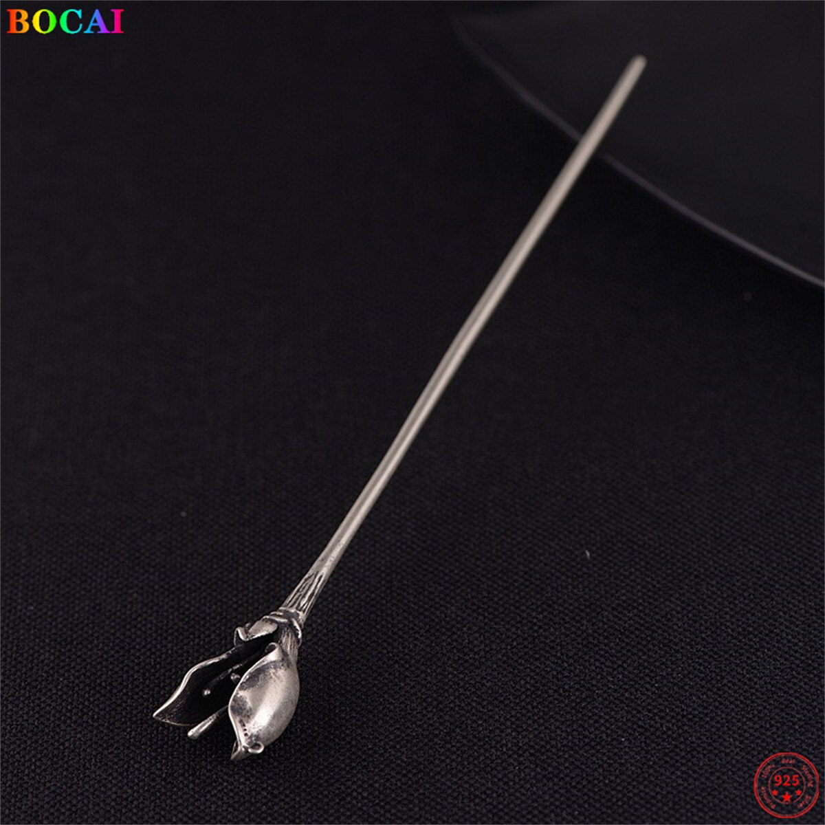 BOCAI-accesorios para el cabello de plata de ley para mujer, tocado mate de lirio, horquilla de espiga pura, joyería