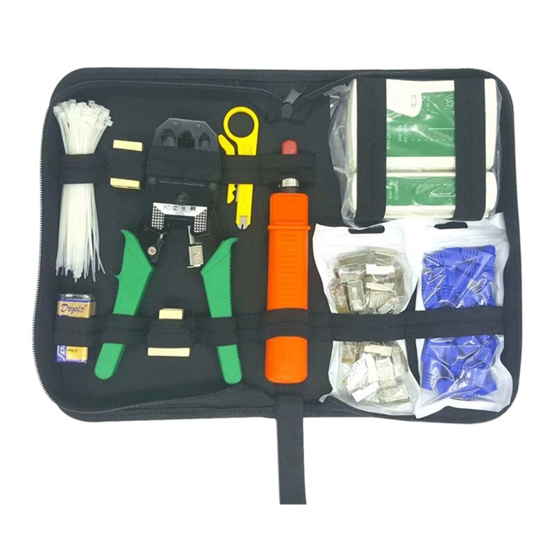 11Pcs Network Cable Tester Kit Network Maintenance Repair Tool Crimping Pliers Portable LAN RJ45 RJ11 Tool Set: Default Title
