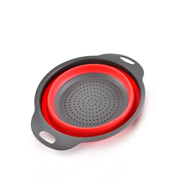 Ermakova Keuken Opvouwbare Vergiet Premium Siliconen Inklapbare Zeef Groente Fruit Colanders Zeven Vouwen Zeef: Red / M