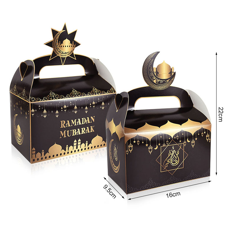 4Pcs Eid Mubarak Draagbare Handvat Papier Taartdoos Dessert Chocolade Cookie Verpakking Ramadan Moslim Eid Feestartikelen