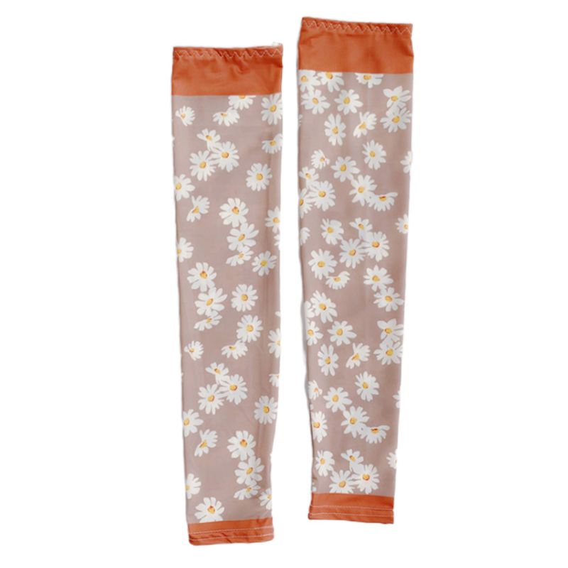 Unisex sommer solcreme arm ærmer søde daisy blomster jordbær print uv beskyttelse is silke kørsel fingerløse handsker