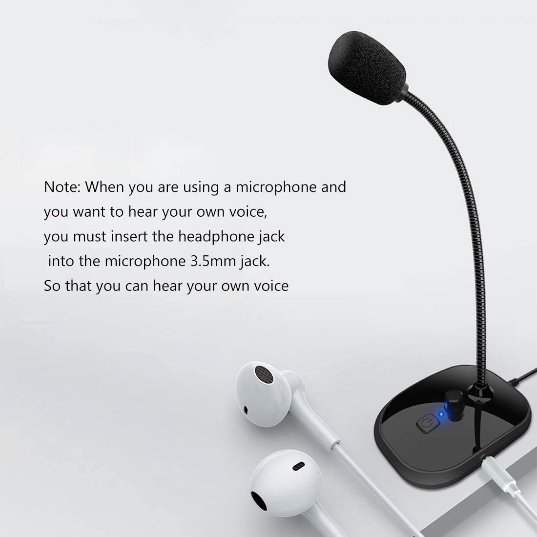 XIAOKOA USB Gooseneck Microphone For Teaching Classroom Online Meeting Video Social APP PC Laptop Height Adjustable