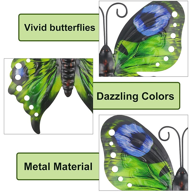 3 Pcs Metal Vlinders, Tuin Hek Decoraties, Metalen Vlinder Wall Art Voor Indoor En Outdoor, Vlinders Ornament
