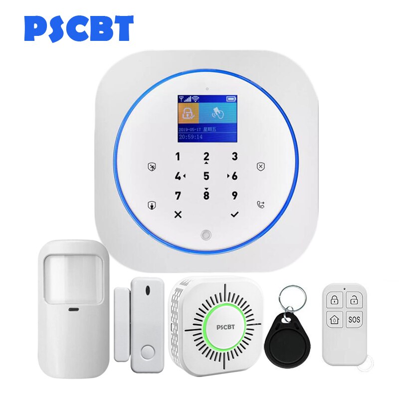 Tuya-sistema de alarma GSM para seguridad del hogar, tarjeta SIM, marcador de teléfono, aplicación de Control remoto, 11 idiomas, alarma antirrobo: Kit 11
