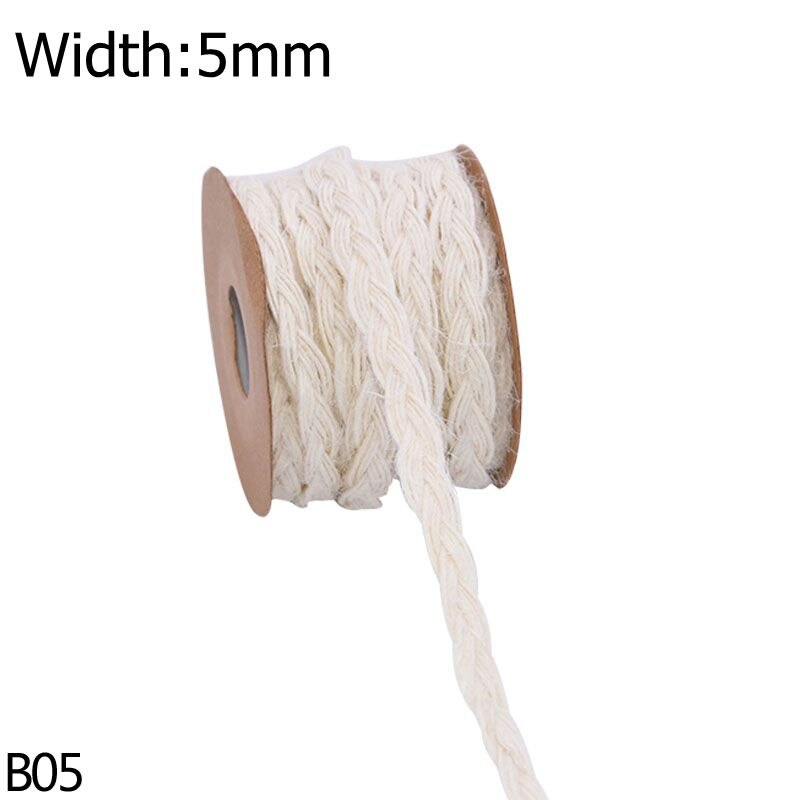 5Meter 5-10Mm Vintage Natuurlijke Jute Jute Lint Hennep Kant Handgemaakte Geschenkverpakking Jute Hennep Gevlochten Touw home Decor Diy Craft: B05-5mm