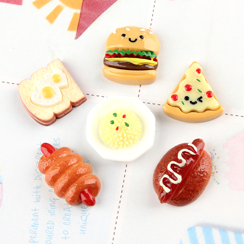 4Pcs Slime Charms Burger Pizza Brood Slime Accessoires Kralen Maken Benodigdheden Met Koord Pouch Voor DIY Ambachten Scrapbooki