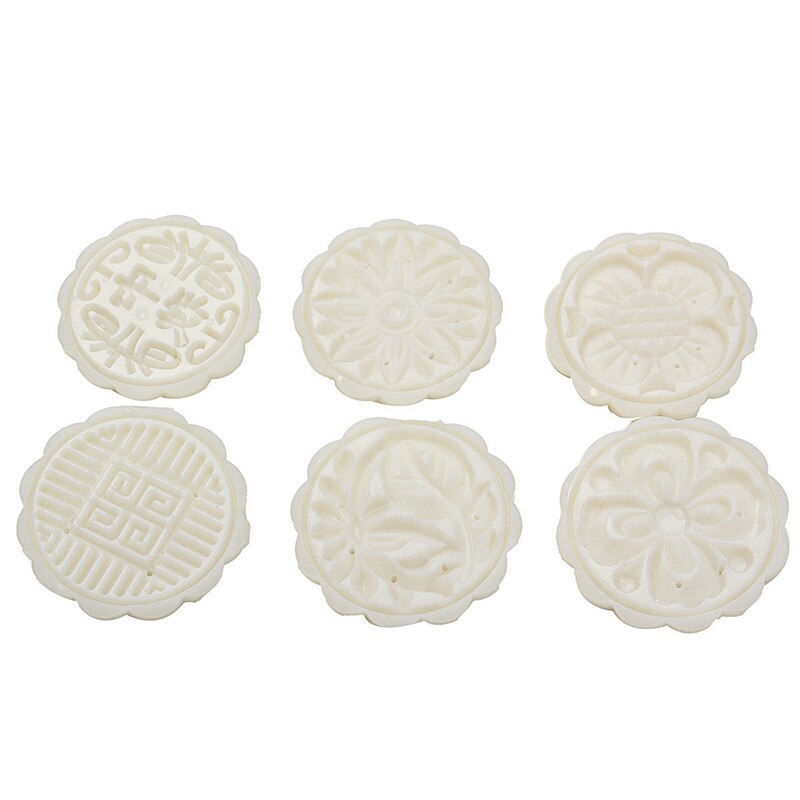 Jx-lclyl 50g ronde bloemmaancakevorm 6 stempels maancakedecoratie bakgereedschap