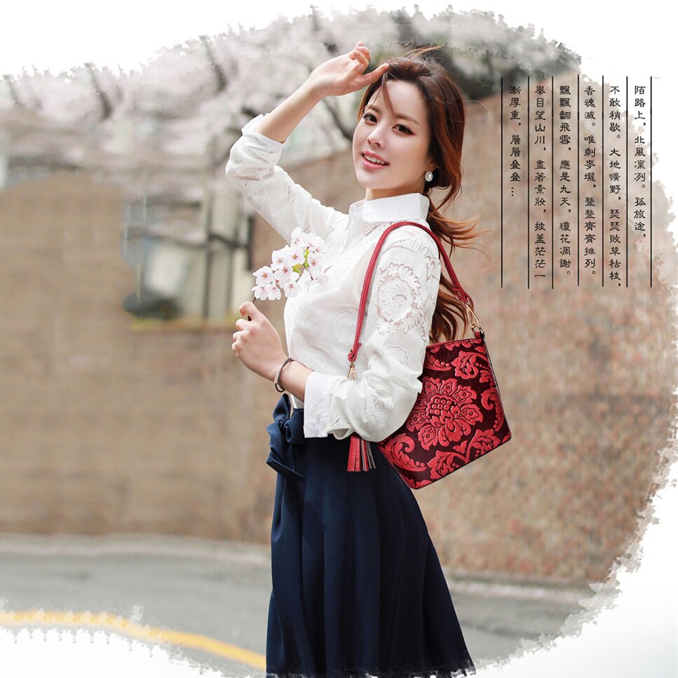 Bloemen chinese stijl sac a main femme schelp tas vrouwen messenger crossbody schoudertassen voor vrouwen pu leer bolsa feminina