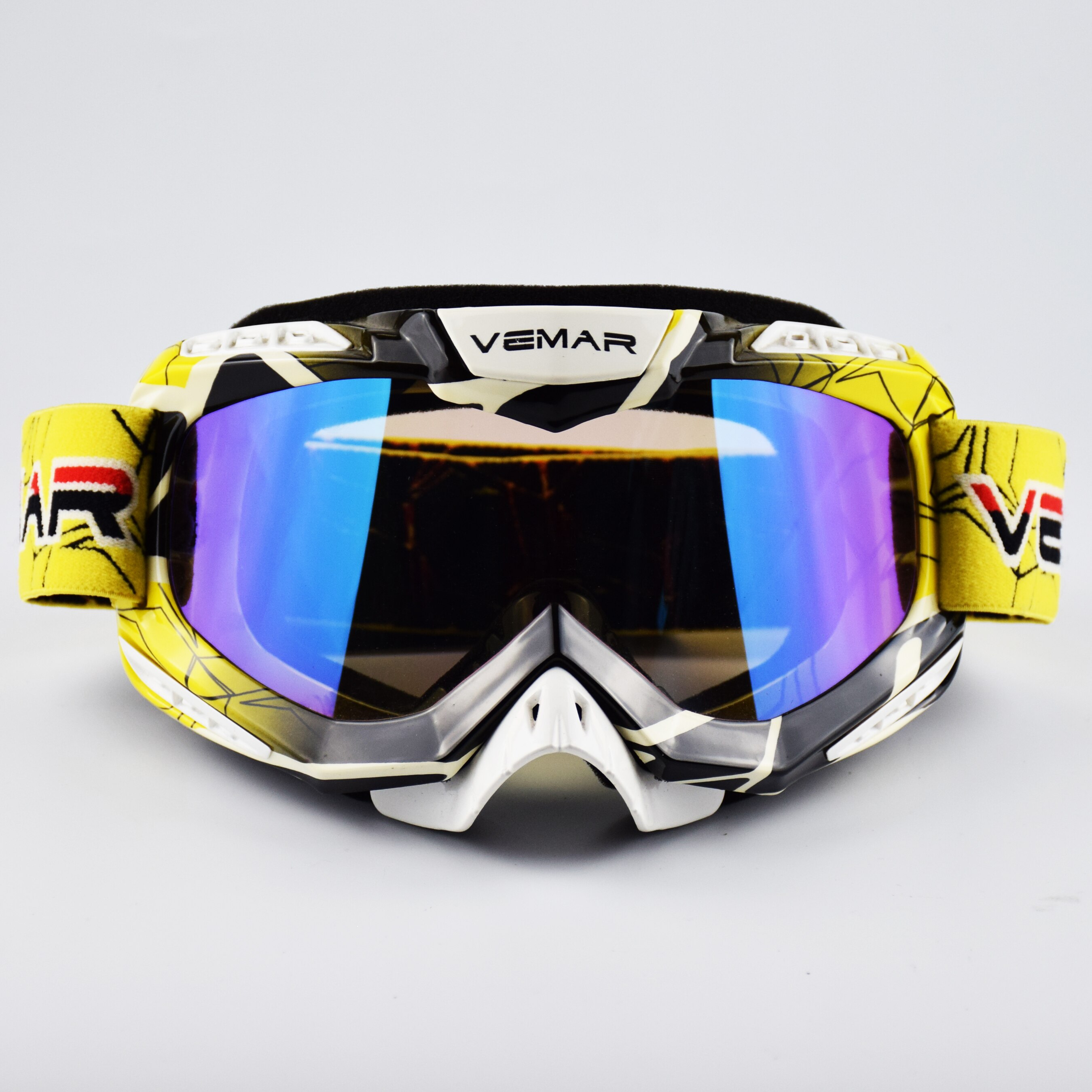 VEMAR Moto cross lunettes saleté vélo Moto cross lunettes Moto Cross lunettes vtt MX équitation lunettes masque moto cross: Yellow-S218