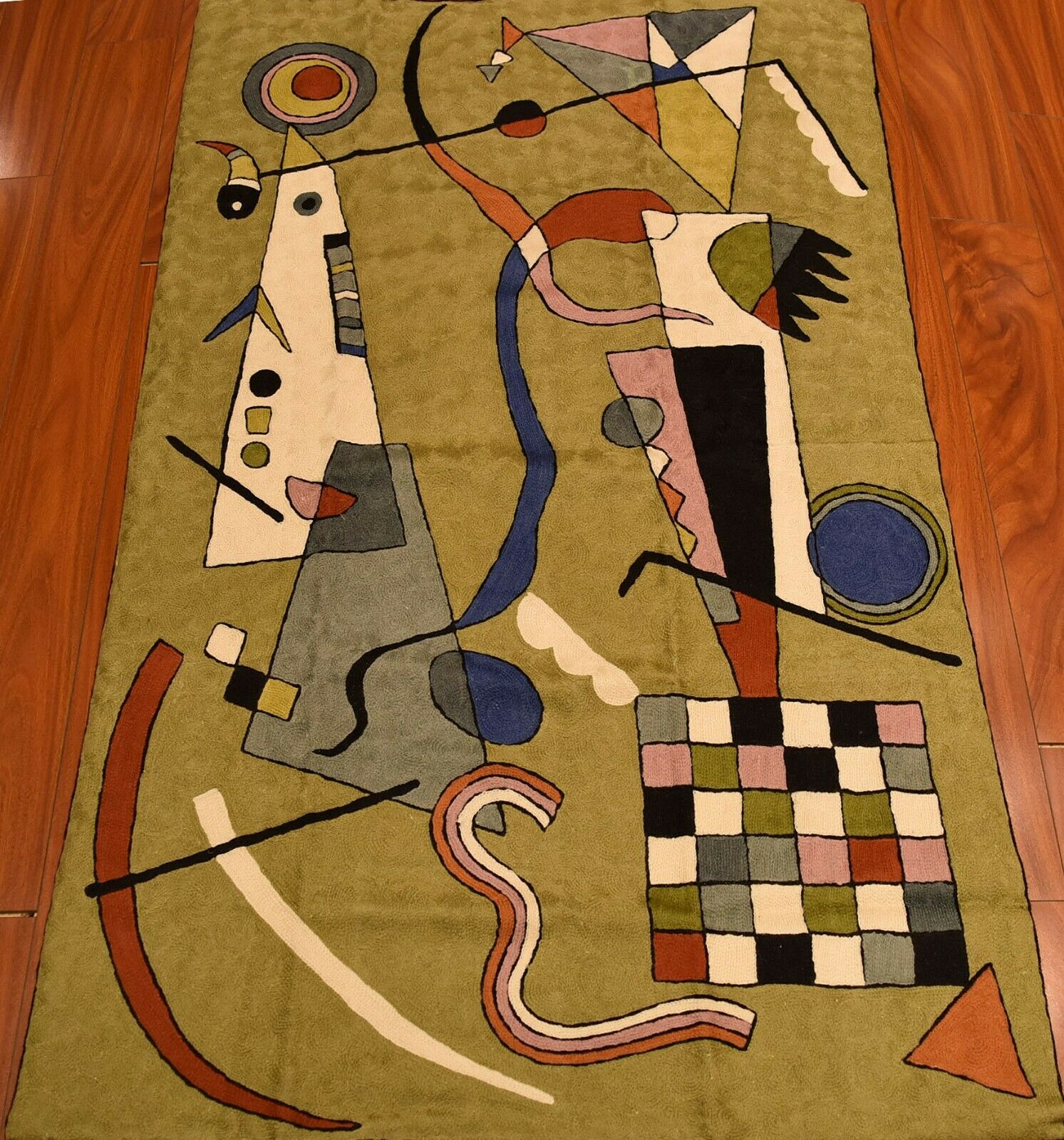 Kandinsky tapis suspendu mural abstrait | Tapis, laine, 3 ftx5ft avion vert